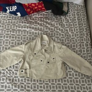 Chicwish Cream Leather Jacket Cropped Design